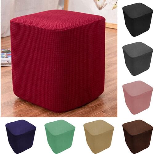 Elastic Rectangle Chair Cushion Antimacassar Covering Round Storage Slipcover Protector Footstool Sofa Foot Stool Seat Covers