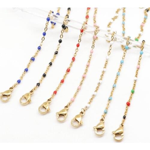 Enamel Anklet Stainless Steel Gold Color 23cm(9") long For Birthday Party And New Year Gifts , 1 Piece