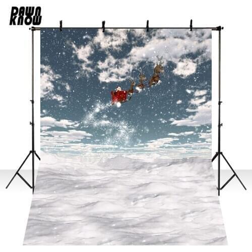 DAWNKNOW Father Christmas Background Fotografia Davids Deer Sky Photography Backdrop Photo Shoot Children Photocall lv1181