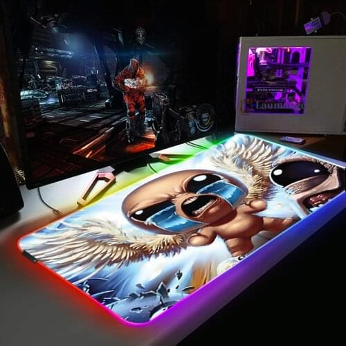Rgb Gaming Mouse Pad Pc Gamer Complete Large Table Computer Backlit Mousepad Binding of Isaac Desk Mat Desktops for Computer