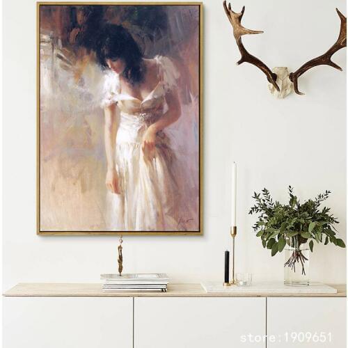 No frame impression figures white dress beauty canvas printings oil painting printed on cotton home wall art decoration picture