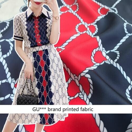 Plaid Printed 100% Polyester Stretch Satin Fabric Soft Clothing Shirt Womens Brand Fashion Cloth Fabrics Per Meter Sewing