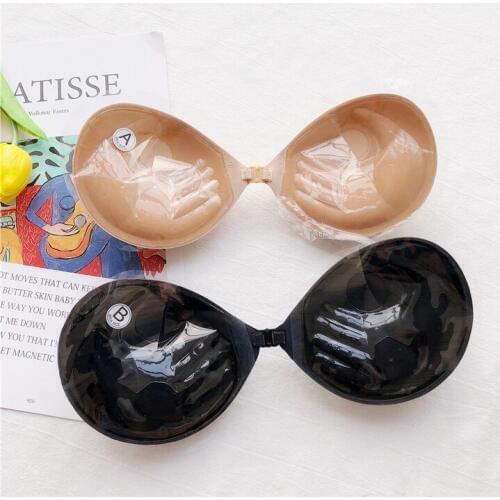 Adhesive Silicone Strapless Backless Stick on Thick Push Up Bras with front closure for AMAZING Cleavage and Lift