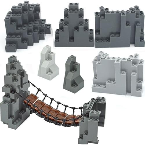 2pcs Moc Rock Panel Rockery Mountain 6082 6083 23996 DIY City Street View Bulk Building Blocks Compatible Assembles Particles
