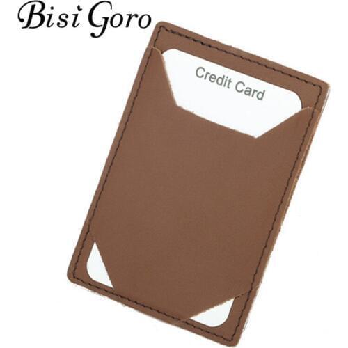 Bisi Goro Genuine Cowhide Cards For Men And Women Men Wallet Short Money Clip Wallet Metal Leather Slim Male Card Organizer