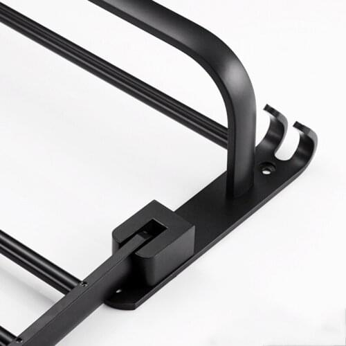 Space Aluminum Black Towel Rack Wall Mounted Folding Towel Holder Storage Shelf