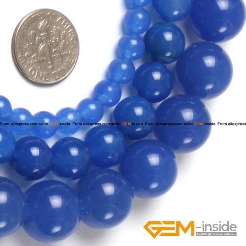 Natural Stone Blue Agates Round Beads For Jewelry Making Strand 15 inch DIY Bracelet Necklace Jeweley Bead 6mm 8mm 10mm 12mm