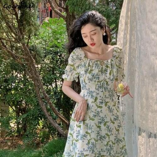 Summer Dresses Women Short Sleeve Sundress Vacation Sexy Ladies Vestidos Print Party High Waist Elegant Mujer Preppy Chic Cozy