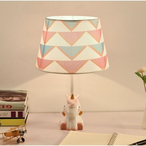 Cute kids table lamp led desk lamp for bedroom decor bedside lamp college dorm girl pink unicorn night light flexo study light