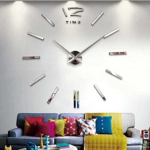 Top Fashion Clock Watch 3D Wall Clocks Horloge DIY Acrylic Mirror Sticker reloj de pared Home Decor LivingRoom Quartz Needle New