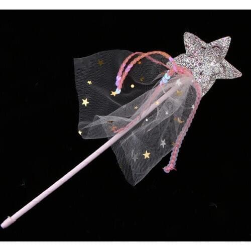 Fashion Pink Lovely Girls Child Kids Star Shape Costume Fairy Princess Queen Magic Wand Cosplay Party Favors