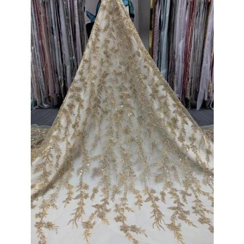 Nigerian lace fabric high quality lace fabric african with beaded SYJ-2986826 Embroidered tulle