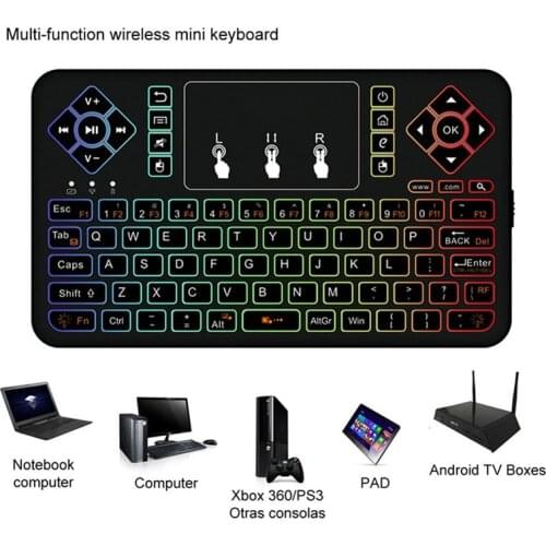 New Wireless Mini Bluetooth Keyboard Colorful Backlit Handle Control With Touchpad Air Mouse For Android TV Box Tablet Keyboard
