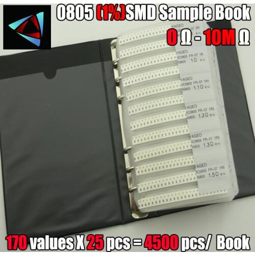 New 0805 SMD Resistor Sample Book 1% Tolerance 170valuesx25pcs=4250pcs Resistor Kit 0R~10M