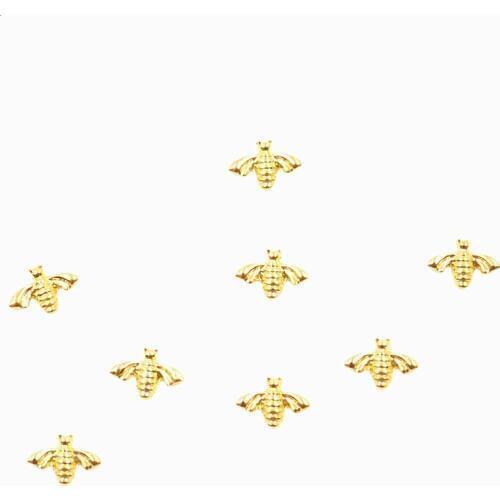 20 PCS/bag Lovely Bee Nail Charm Metal 3D Nail Art Decorations Golden Vintage Silver DIY Nail Accessories Stickers