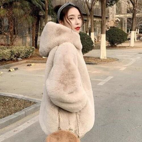 Hstar Winter Thick Warm Womens Artificial Fur Coat Hooded Faux Female High Imitation Fox Fur Jacket Long Coat пальто женское