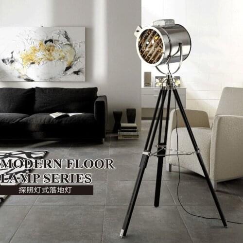 Industrial Bar Nordic American Creative Studio Retro silver and golden Floor Lights Tripod Searchlight Additional Net Floor Lamp