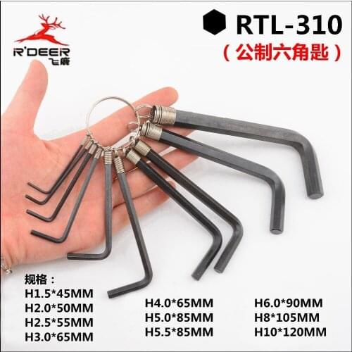 R'DEER TOOL CRV steel 10pcs metric system hexagon ring spanner set 1.27,1.5,2,2.5,3,4,5,6,8,10mm