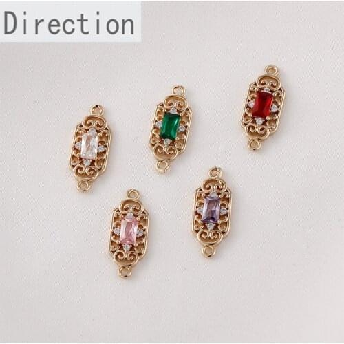 Retro lace hollow crystal zircon rectangular double hanging diy handmade earrings bracelet hairpin jewelry accessories materials