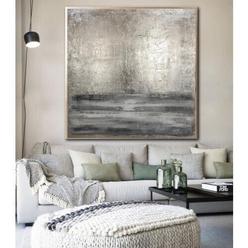 Silver Gray Painting Large hand painted Abstract Painting Texture Paintings on Canvas Office decoration wall Paintings Wall Art