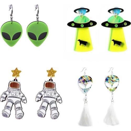 Earrings For Women Kelly Earrings Fashion Charm Exaggerated Hip Hop Girls Gift Cute Alien UFO Saucerman