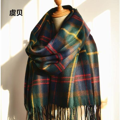 Faux cashmere shawl winter green plaid scarf cape tassels warm pashmina unisex acrylic scarves christmas gifts for men or women