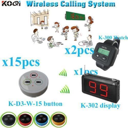 Restaurant Electronic Ordering System long range strong signal (1 display receiver+ 2 watch +15 table bell button)