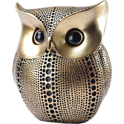 Nordic Creative Resin Owl Figurine Living Room Office Desktop Ornament Golden Owl Statue Sculpture Crafts Home Decoration