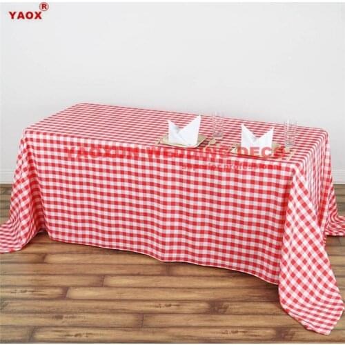 Wholesale Price Buffalo Plaid Tablecloth 90"x132" Rectangular Checkered Polyester Linen Table Cloth For Wedding Event Decoration