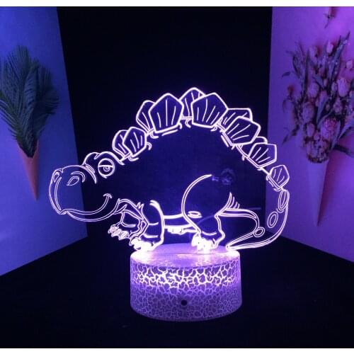 3D LED Lamp Dinosaur Series Stegosaurus Acrylic Light Guide Plate for Couple Children Festival Birthday Gifts USB Charging