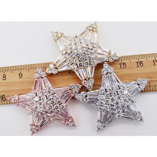High-grade microscope zircon Diy hand-string classic five-pointed star tassel crown pendant long sweater chain link clasp