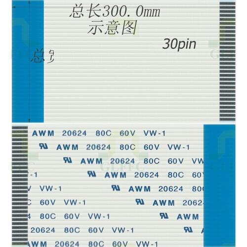 WZSM New FFC FPC Flexible Flat Cable 1.0mm Pitch 30 Pin 50mm 80mm 300mm Reverse AWM 20624 80C 60V