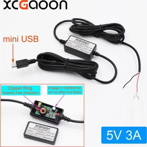XCGaoon Straight mini USB Car Charger DC Converter Module 12V 24V To 5V 3A High Quality Low Voltage Protection Length 3.1meter