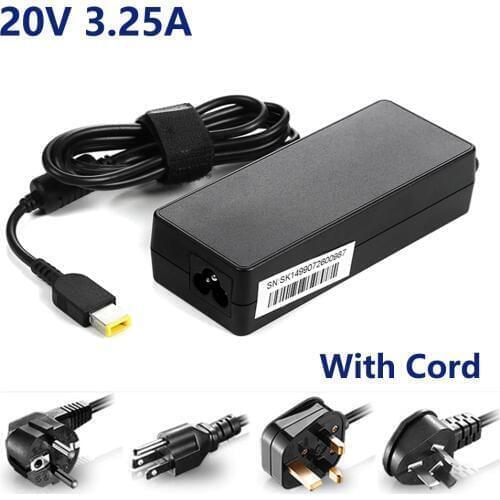 20V 3.25A 65W AC Power Adapter Laptop Charger For Lenovo X1 Carbon E431 E531 S431 T440 X230s X240 G410 G500 G505 with Cord