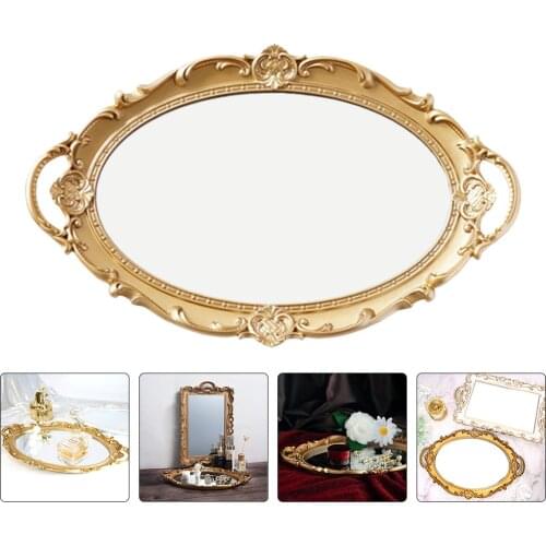 1Pc European Retro Decorative Creative Storage Plate Mirror Plate Cosmetic Storage Tray