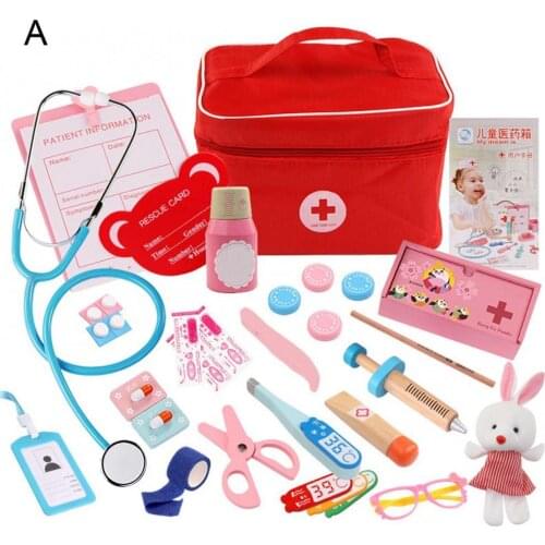 1Pcs Kids Doctor Toys Wooden Simulation Girl Doctor Nurse Stethoscope Medical Kit Play House Toy Pretend Play for Children