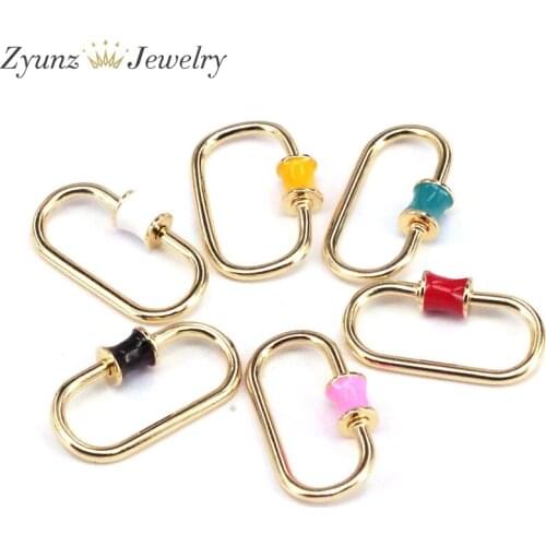 10PCS, DIY Enamel Fastener Carabiner Screw Lock Clasps Accessories For Necklace Bracelet Making Components