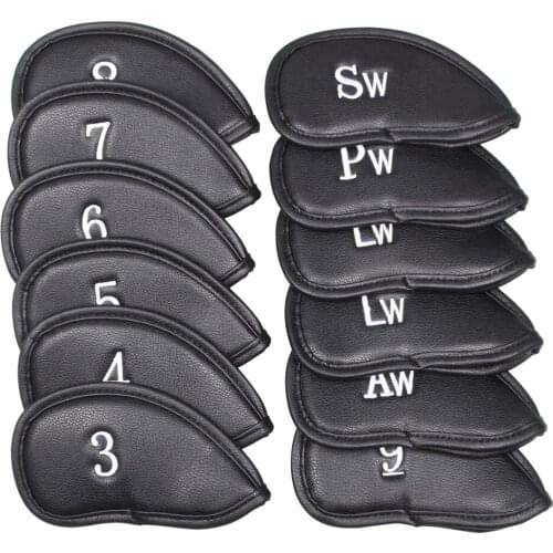 12 Pcs Deluxe Synthetic Leather Golf Iron Head Covers Club Headcover Waterproof for All Irons Club