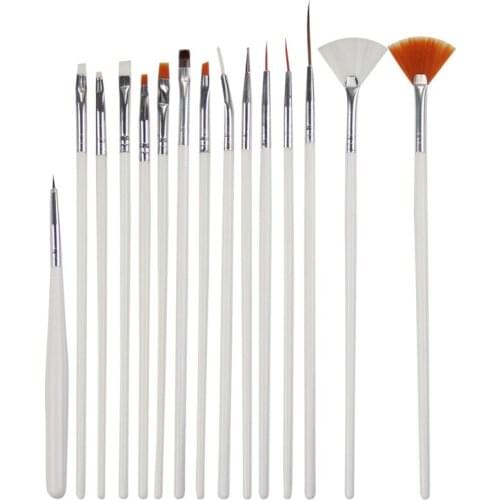 15Pcs/Set Pink And White Nail Art Brush Drawing Paint Brush Set Nail Brush Set Tools Nail Art Drill Point Pen Gel Brush