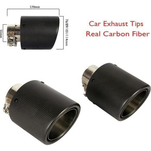2 pcs Car Exhaust Tips Muffler Carbon Fiber Universal Auto SUV Exhaust Pipe Straight Car Muffler Pipe