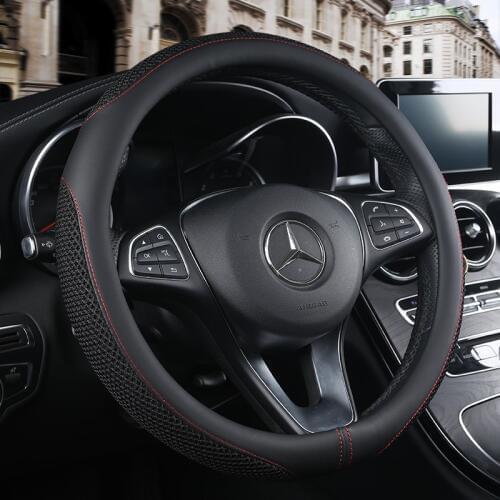 38CM Car Steering Wheel Cover Anti slip Leather Cars Wheels Covers Breathable Hand Stitching Steering-Wheel Car-stying Universal