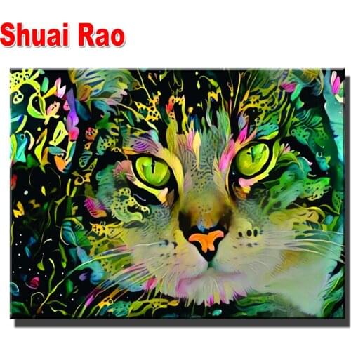 Diamond embroidery Color painted cat diamond painting cross stitch 5d full square round drill rhinestone pictures Animals decor