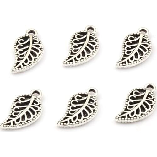 50PCS Leaf-shaped 7x13mm Tibetan Silver Metal Spacer Charm Beads For DIY Jewelry Handmade Accessories
