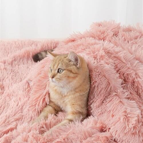 Long Plush Pet Blanket Pets Kennel Cushion Soft Warm Double Layer Fluffy Deep Sleeping Cover for Cat Dog Mattress Puppy Bed Mat