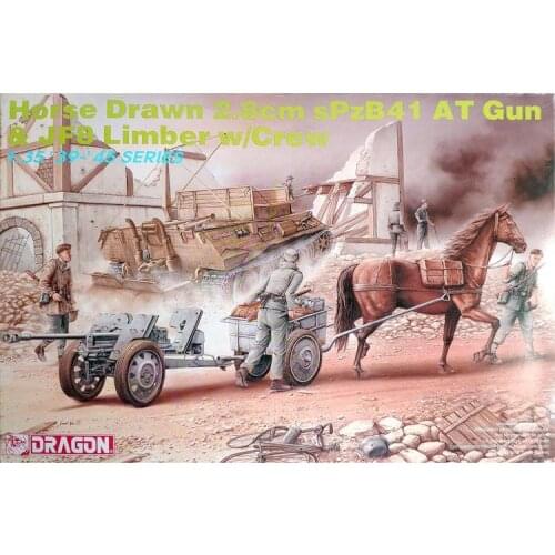 Dragon 6079 1/35 Horse Drawn 2.8cm sPzB41 AT Gun & JFB Limber W/Crew Model Kit