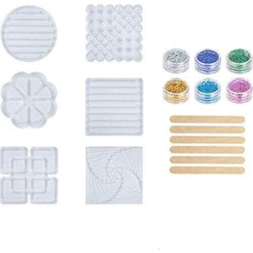 Coaster Molds for Resin Casting,Silicone Coaster Molds, for Epoxy Resin DIY Square Round Cups Mats,Coaster Mold Set