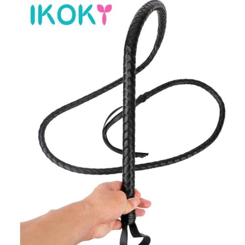 IKOKY Spanking Paddle Adult Product Role Cosplay Bondage Fetish Sex Toys for Couples 2M PU Leather Long Whip