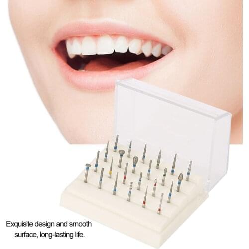 24 Holes Dental Burs Holder + Dental Diamond Burs Drill High Speed Block Box Dental Tool