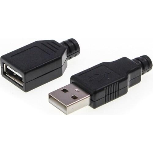 2/5/10 kit Type A USB Male Socket USB Female Plug Type A Wire Welding Wire Connector Master Plastic Cover Welding DIY Connector
