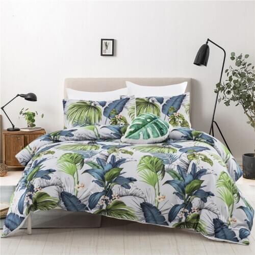 Tropical Plants Print Duvet Cover Set Flower Leaf Twin Full Queen King Size Bedding Set Single Double Adult Bed Linen Bedclothes